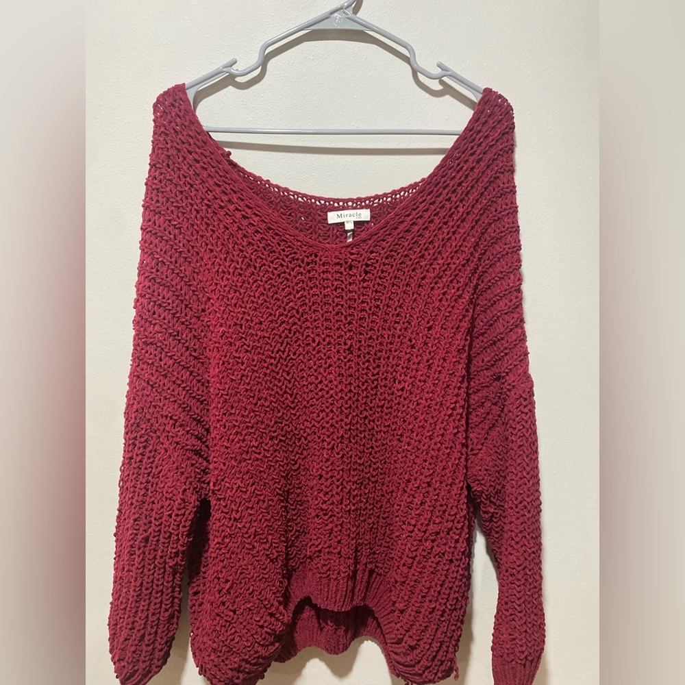 Red knitted sweater